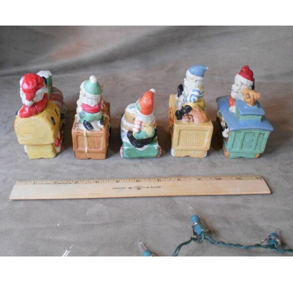 Vintage Santa Express Ceramic Train w/Lights Christmas Village 5 PC Please READ - Picture 6 of 12